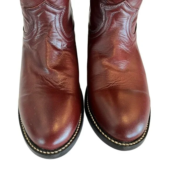 Cowtown Mens women’s Roper Dark Brown Leather Western Boots 6 1/2B Hand Made Cowboy & Western Boots